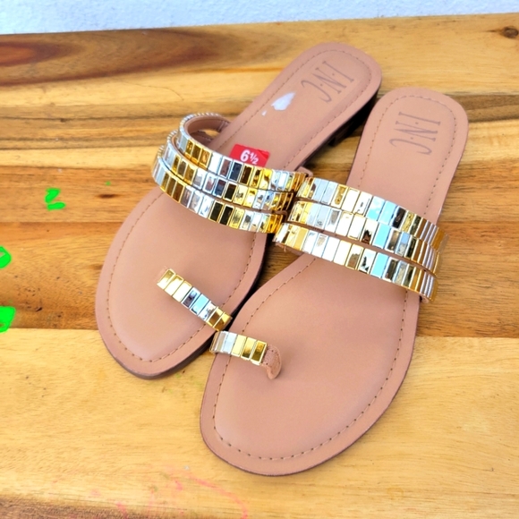 I.N.C International Concepts Shoes - INC Jaylee Womens Embellished Toe Ring Slip-On Flat Sandals Size 6.5